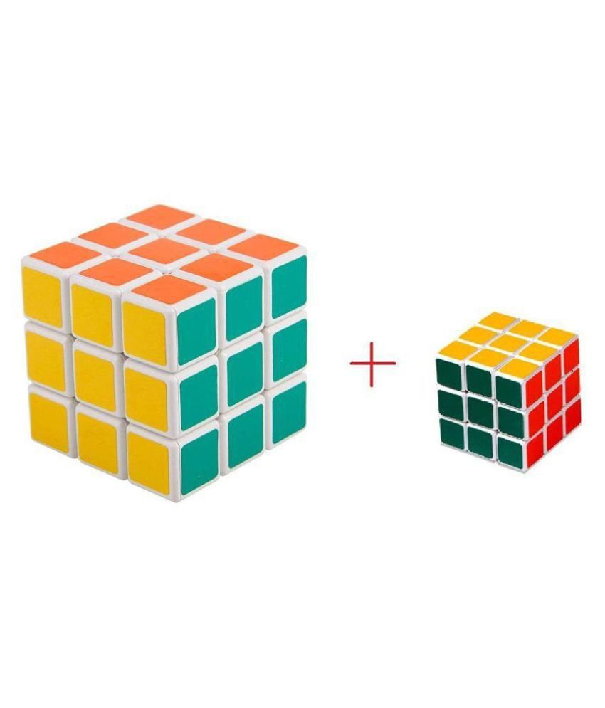 Magic Rubik's Cube pack of 2 big + small mini combo set super smooth speedy  3x3x3 fast quick rubix puzzle multicolor - Grovuj