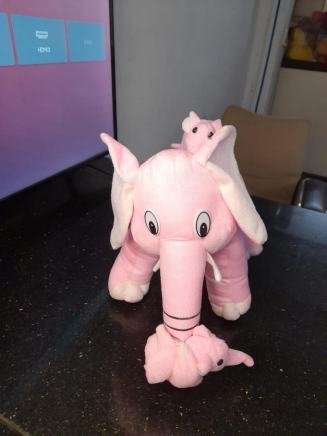 Mother Elephant With Babies Soft Toy