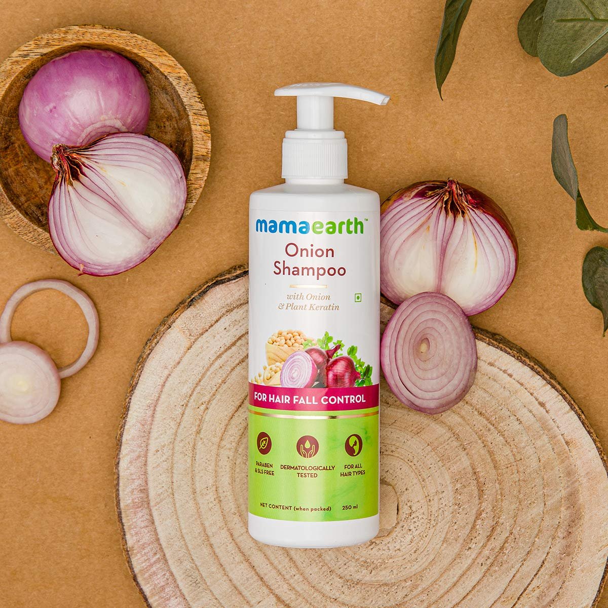 mama earth Onion Shampoo with Onion and Plant Keratin for Hair Fall  Control-250ml - Grovuj